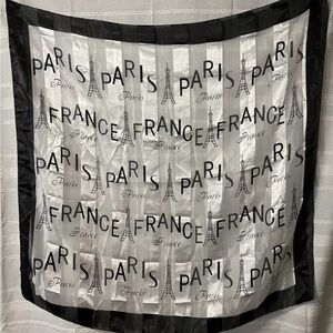 Souvenir Women Scarf Paris France Eiffel Tower Black & White 20.00